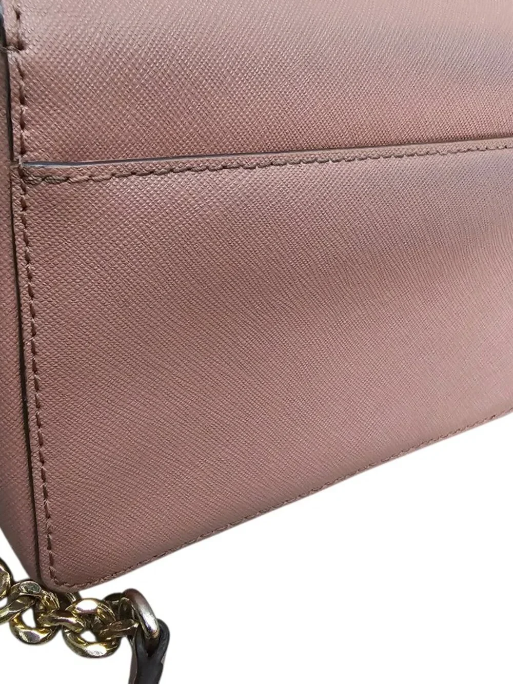 Michael Kors Tina Leather Mini Small Crossbody Clutch Bag COA Chain Dusty Rose